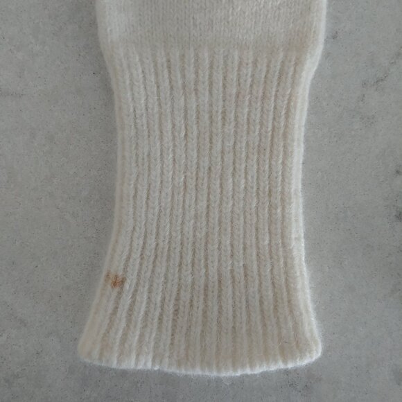 Vintage Aris Women angora wool lambswool cream off white knit gloves - Picture 10 of 10